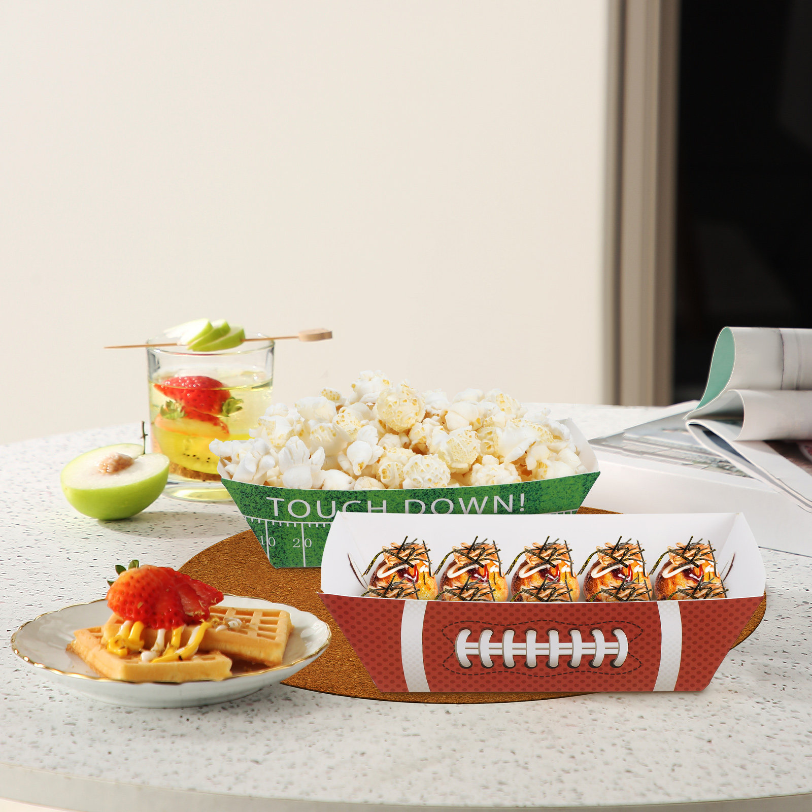 20Pcs Football Serving Boats K - مراجعة Food Snacks Game وسعره