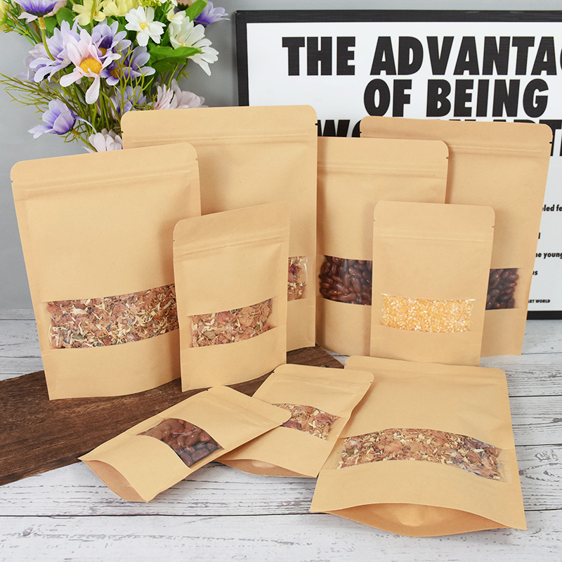 20/50pcs Kraft Paper Zip Lock  - مراجعة Food Snacks Candy وسعره
