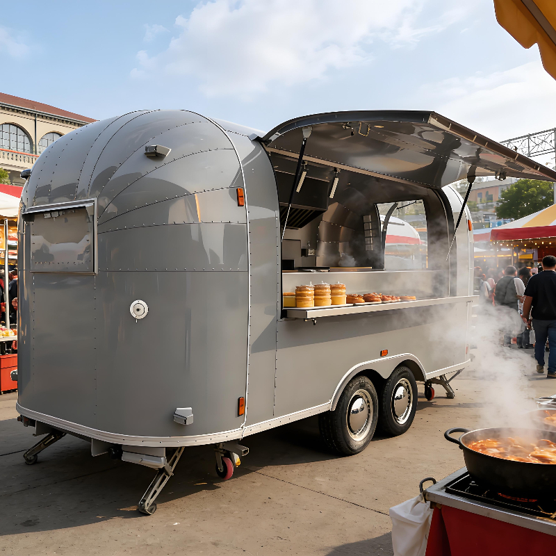 Round Movable Food Trailer Por - مراجعة Food Snacks Drinks وسعره