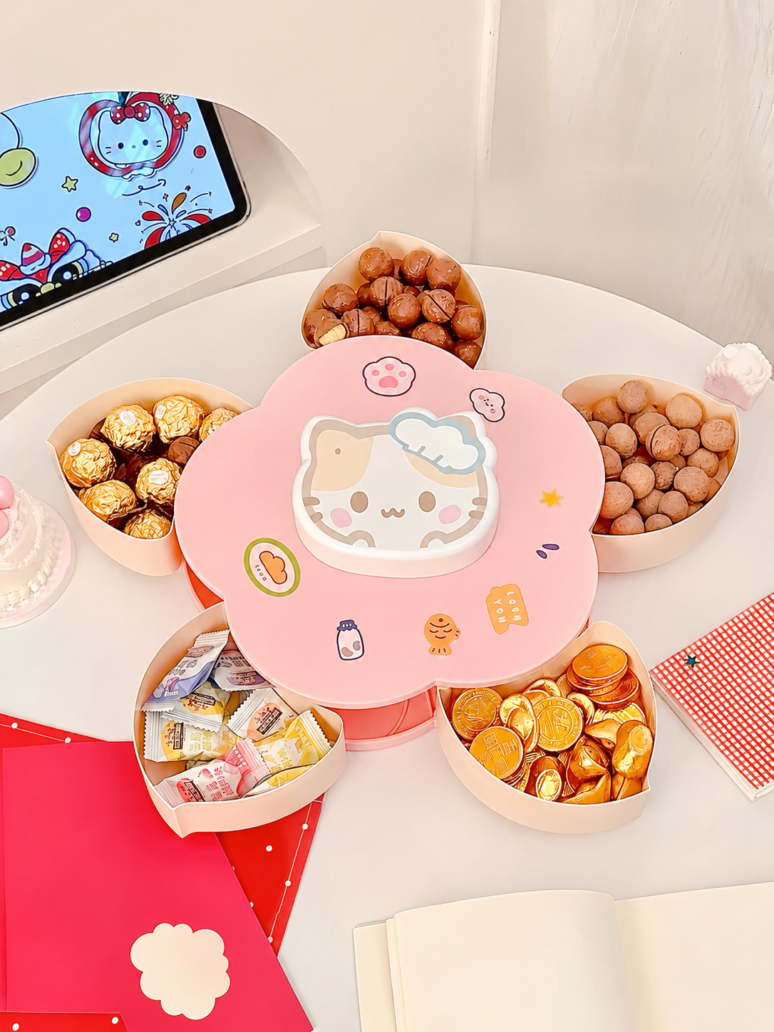 Rotatable Cute Cartoon Divided - مراجعة Food Snacks To Eat وسعره