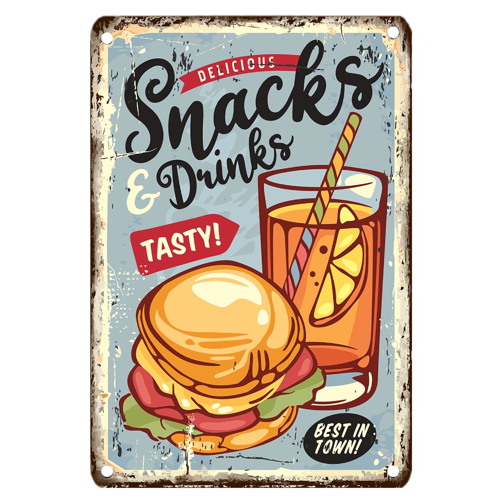Vintage Food Metal Sign, 12x8  - مراجعة Food Snacks Drinks وسعره