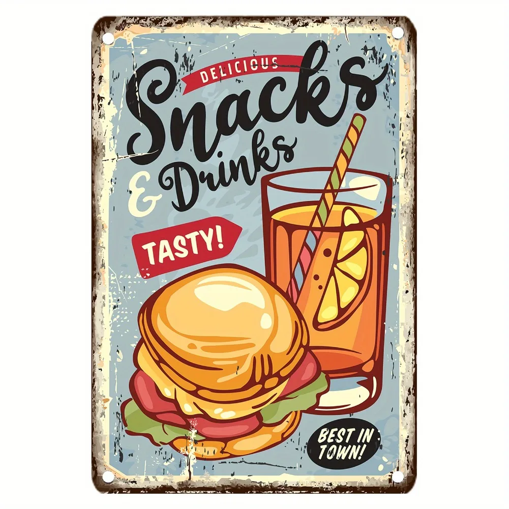 Vintage Food Metal Sign, 12x8  - مراجعة Food Snacks Drinks وسعره